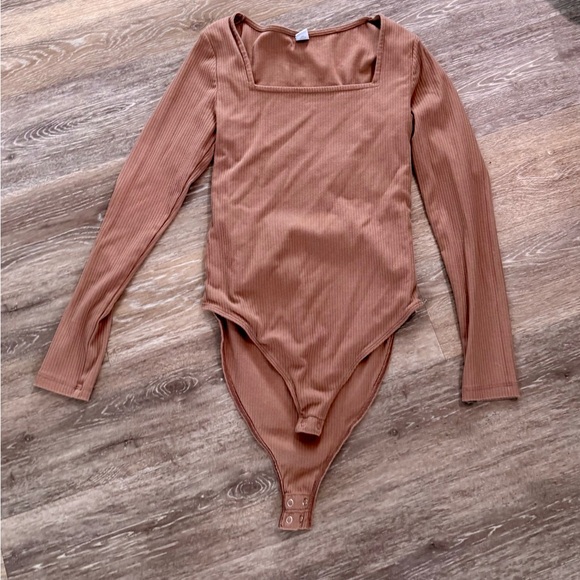 Old Navy Brown Bodysuit with Long Sleeves and High Neckline - Picture 1 of 3